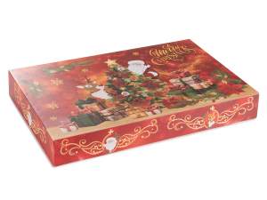 Caja navideña de papel rectangular con tapa