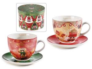 Taza de porcelana navideña de 450 ml con platillo
