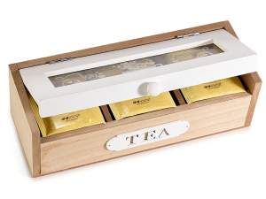 Cajas de té de madera 3 compartimentos al por mayo