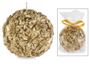 ingrosso candela sfera fiori oro natale