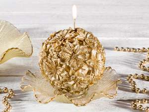 ingrosso candela sfera fiori oro natale