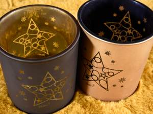 Mayorista portavelas navideño tarro dorado y negro