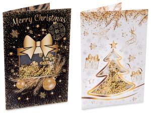 carte de vœux de Noël à paillettes dorées en gros