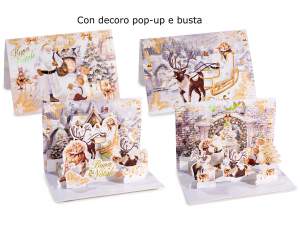 cartes de Noël pop-up en gros avec enveloppe