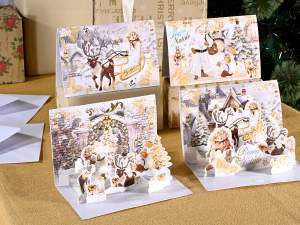 cartes de Noël pop-up en gros avec enveloppe