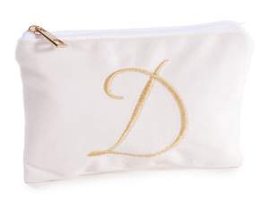 Bolso de mano terciopelo, cierre de cremallera y letra D