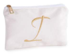 Bolso de mano terciopelo, cierre de cremallera y letra I