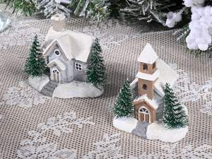 Iglesia casera al por mayor, pueblo, navidad