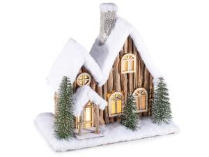 ingrosso casetta natale decori in legno luci
