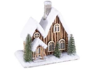 ingrosso casetta natale decori in legno luci