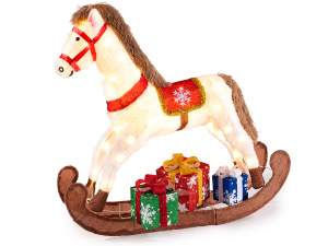 grossista decoro luminoso natale cavallo dondolo