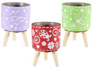 wholesale colored wooden tripod vases