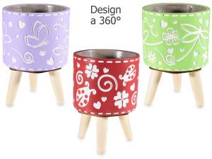 wholesale colored wooden tripod vases
