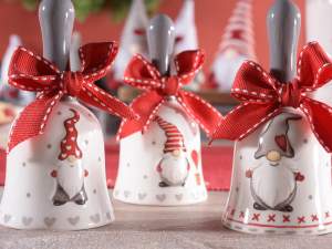 wholesale Ceramic bell w/Santa Claus and ribbon