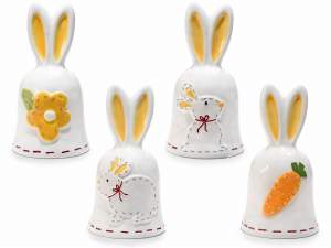Ceramic bunny Easter bells