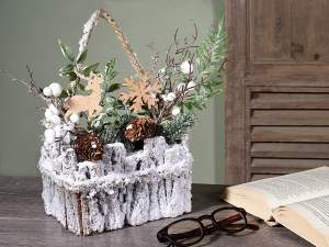 ingrossp cesto vaso natale neve con manico