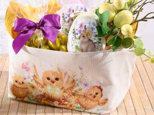 ingrosso cestino pasqua pulcini manici stoffa