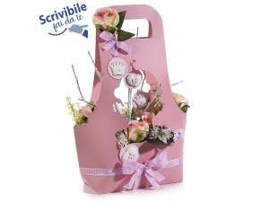 Grossista porta fiori rosa bimba cestino