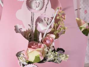 Grossista porta fiori rosa bimba cestino
