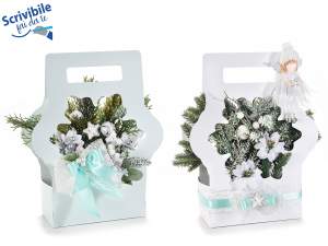 Ingrosso cestino porta fiori fiocco neve
