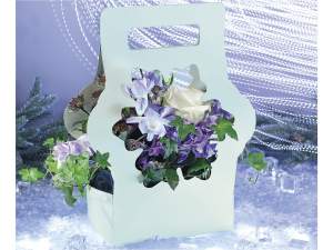 Ingrosso cestino porta fiori fiocco neve