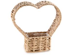 ingrosso cestini cuore vimini legno carta