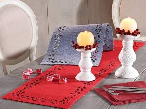 chemins de table de Noël en houx rouge et argent