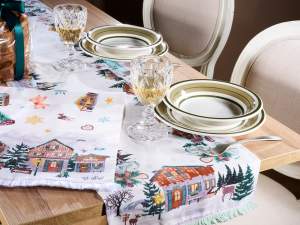 nappe de table de Noël paysage enneigé en gros