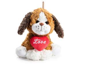 vente en gros de peluches chiens en forme de cœur