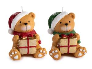wholesale christmas candle teddy bear santa