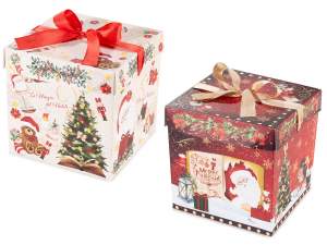 wholesale christmas box bow santa claus prints