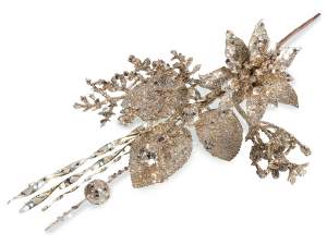 wholesale pick twigs glitter gold star poinsettia