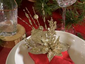 wholesale pick twigs glitter gold star poinsettia