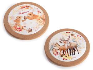 wholesale christmas trivet cork ceramic