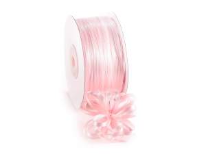 Corbata de cinta rosa caramelo doble satén al por