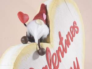 Coeur de gnome en bois de la Saint-Valentin en gro