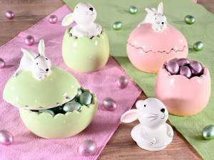 Wholesaler ceramic rabbit container jar