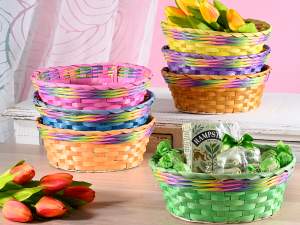wholesale oval colored bamboo baskets