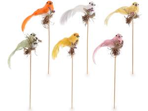 Wholesale colored wooden stick bird