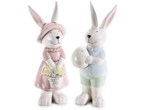 wholesale ceramic easter rabbit couple