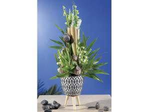 Wholesaler three-footed wooden vases pattern decor