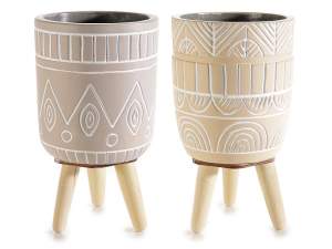 wholesaler tribal tripod concrete pot