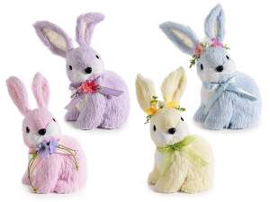 Conejito de Pascua de fibra de colores al por mayo