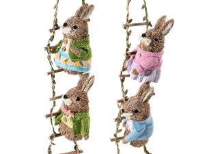 Decoraciones ventanas forma conejo de Pascua