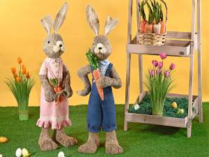 Exhibición conejito Pascua de fibra al por mayor