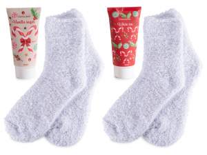 ingrosso confezione regalo natale calzini crema