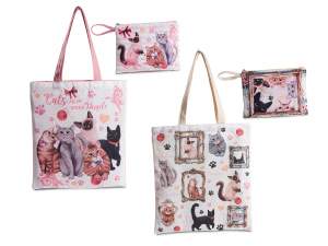 Conjunto de bolso y clutch de tela a juego con adornos