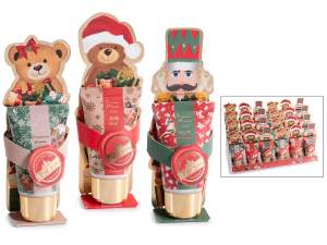 Crema de manos de 25 ml en envase con personajes navideños