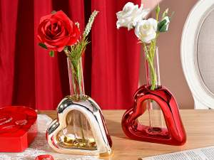 ingrosso cuore ceramica provetta bomboniera amore