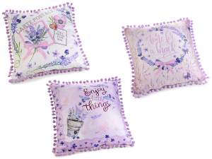 ingrosso cuscino pompon lavanda